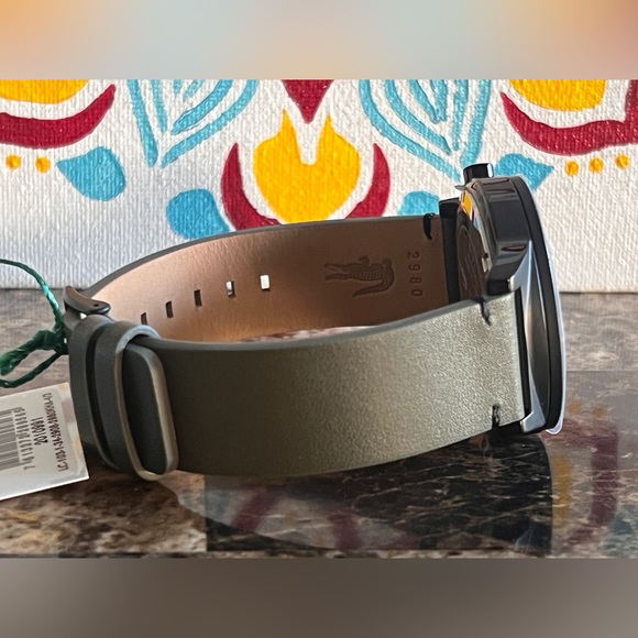 LACOSTE Motion Men's Black Dial Leather Strap 42mm Watch Model 2010991 - Picture 6 of 9